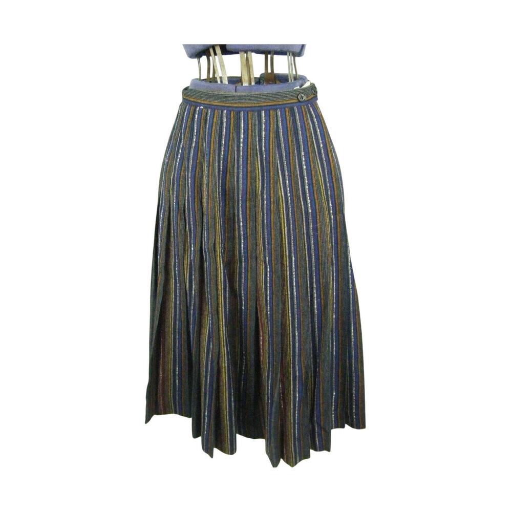 Vintage 1970's Pleated Wool Midi Skirt- REVERSIBLE!